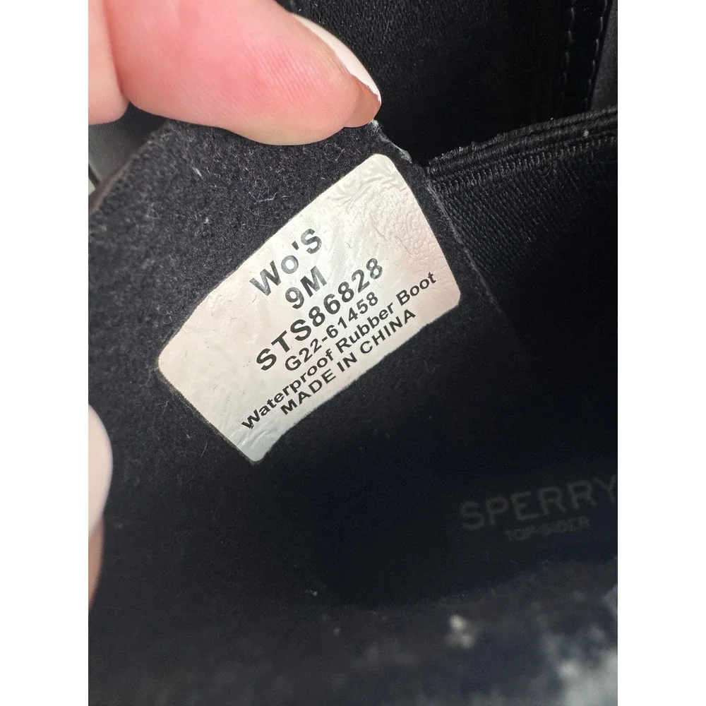 Sperry Top-Sider Womens Black Waterproof Rubber Chelsea Rain Boots STS86828 9M